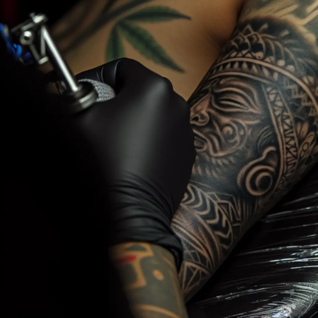 Kiemelt fekete-szürke tetoválás részletgazdag árnyékolással